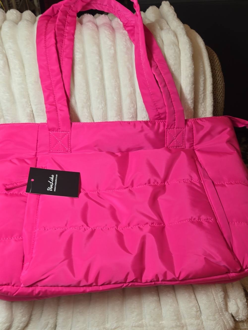 Versityle Nylon Pink Quilted Tote Bag. Essential To Brighten Up Travel